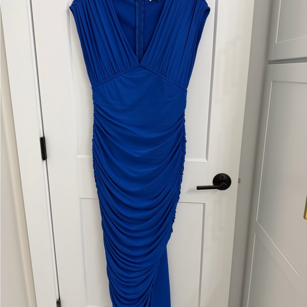 Elliatt Royal Blue Draped Pleated Dress